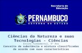 Ciências da Natureza e suas Tecnologias - Ciências Ensino Fundamental, 9º Ano Conceito de substância e mistura classificadas de acordo com suas características.