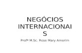 NEGÓCIOS INTERNACIONAIS Profª M.Sc. Rose Mary Amorim.