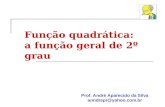 Prof. André Aparecido da Silva anndrepr@yahoo.com.br Função quadrática: a função geral de 2º grau.