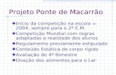 Projeto Ponte de Macarrão Início da competição na escola = 2004, sempre para o 2º E.M. Competição Mundial com regras adaptadas a realidade dos alunos Regulamento.