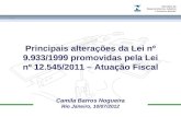 Camila Barros Nogueira Rio Janeiro, 10/07/2012 Principais alterações da Lei nº 9.933/1999 promovidas pela Lei nº 12.545/2011 – Atuação Fiscal.