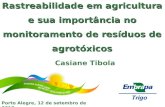 Rastreabilidade em agricultura e sua importância no monitoramento de resíduos de agrotóxicos Porto Alegre, 12 de setembro de 2012. Casiane Tibola.
