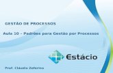 GESTÃO DE PROCESSOS Aula 10 – Padrões para Gestão por Processos Prof. Cláudio Zeferino