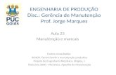 ENGENHARIA DE PRODUÇÃO Disc.: Gerência de Manutenção Prof. Jorge Marques Aula 23 Manutenção e mancais Fontes consultadas: XENOS. Gerenciando a manutenção.