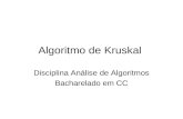 Algoritmo de Kruskal Disciplina Análise de Algoritmos Bacharelado em CC.