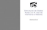 Estruturas de Dados Aulas 3 e 4: Uso da memória e Vetores 09/04/2014.