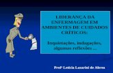 LIDERANÇA DA ENFERMAGEM EM AMBIENTES DE CUIDADOS CRÍTICOS: Inquietações, indagações, algumas reflexões... Prof a Letícia Lazarini de Abreu.
