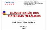Classifica§£o dos Materiais Metalicos