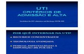 UTI - CRITÉRIOS DE ADMISSÃO E ALTA