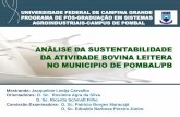 Apres. da Defesa do Mestrado: Análise da Sustentabilidade da Atividade Bovina Leiteira no Município de Pombal, Paraíba.