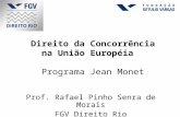 Direito da Concorrência na União Européia Programa Jean Monet Prof. Rafael Pinho Senra de Morais FGV Direito Rio.