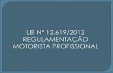 LEI Nº 12.619/2012 REGULAMENTAÇÃO MOTORISTA PROFISSIONAL
