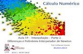 Aula  19  – Interpolação – Parte 2 Diferenças e Polinômio Interpolador de Newton