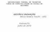 UNIVERSIDADE FEDERAL DO TOCANTINS CURSO DE ESPECIALIZAÇÃO DA ESCOLA DE GESTORES GESTÃO E INOVAÇÃO