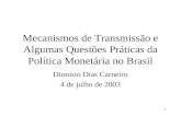 Mecanismos de Transmissão e Algumas Questões Práticas da Política Monetária no Brasil