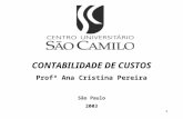 CONTABILIDADE DE CUSTOS Profª Ana Cristina Pereira São Paulo 2003