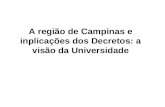 A região de Campinas e inplicações dos Decretos: a visão da Universidade