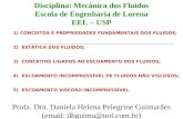Disciplina: Mecânica dos Fluidos Escola de Engenharia de Lorena EEL – USP