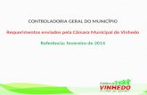 CONTROLADORIA  GERAL DO MUNICÍPIO Requerimentos enviados pela Câmara Municipal de Vinhedo