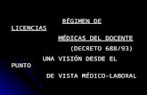 RÉGIMEN DE LICENCIAS MÉDICAS DEL DOCENTE                (DECRETO 688/93)