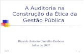 A Auditoria na Construção da Ética da Gestão Pública