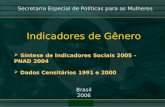 Indicadores de Gênero  Síntese de Indicadores Sociais 2005 - PNAD 2004