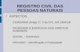 REGISTRO CIVIL DAS PESSOAS NATURAIS