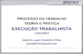 PROCESSO DO TRABALHO TEORIA E PRÁTICA EXECUÇÃO TRABALHISTA Julho/2010 Gabriel Lopes Coutinho Filho