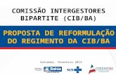PROPOSTA DE REFORMULAÇÃO DO REGIMENTO DA CIB/BA