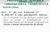 PROTESTO DE SENTENÇA JUDICIAL  CONDENATÓRIA TRABALHISTA