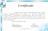 Certificado de Apresentação Do Trabalho Representações Da Africa Na Revista Portuguesa Oitocentista a Illustração Luso-brasileira