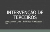 INTERVENÇÃO DE TERCEIROS CAPÍTULO IV DO LIVRO I DO CÓDIGO DE PROCESSO CIVIL.
