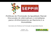 Políticas de Promoção da Igualdade Racial: Discussão de alternativas e estratégias para o Enfrentamento ao Racismo e a Homofobia Brasília – DF Outubro.