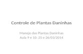 Controle de Plantas Daninhas Manejo das Plantas Daninhas Aula 9 e 10: 25 e 26/03/2014