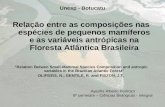 Unesp - Botucatu Relação entre as composições nas espécies de pequenos mamíferos e as variáveis antrópicas na Floresta Atlântica Brasileira “Relation Betwen.
