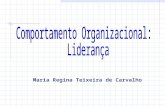 Maria Regina Teixeira de Carvalho. Conceito Processo de influencia, gerado de pessoas ou grupo e orientado para o atingimento de metas Relação entre pessoas.