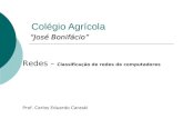 Colégio Agrícola “José Bonifácio” Redes – Classificação de redes de computadores Prof. Carlos Eduardo Caraski.