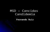 MSD – Cancidas Candidemia Fernando Ruiz. Caso clínico Masculino, 63 anos, VIII PO Laringectomia Ampliada, em uso cefazolina, com febre, calafrios e secreção.