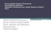 Universidade Federal Fluminense Faculdade de Medicina Mestrado Profissional em Saúde Materno-Infantil 2011 BIOESTATÍSTICA-aula 2 Prof. Cristina Ortiz Valete.