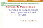 1 Prof. Cláudio Martins Camada de Persistência Técnicas de mapeamento objeto para relacional (MOR). UNAMA Especialização em Desenvolvimento de Sistemas.