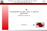 1 Transparência dos atos e gastos públicos Exemplos práticos 23/09/13 Tribunal de Contas do Estado de São Paulo GET - Gestão Estratégica do TCESP Para.