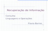 1 Recuperação de Informação Consulta: Linguagens e Operações Flavia Barros.