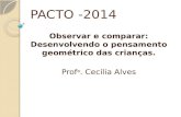 PACTO -2014 Observar e comparar: Desenvolvendo o pensamento geométrico das crianças. Prof a. Cecília Alves.