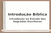Introdução Bíblica Introdução ao Estudo das Sagradas Escrituras Email : roneycozzer @ hotmail. com / Site : www. teologiaediscernimento. wordpress. com