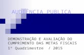 AUDIÊNCIA PUBLICA DEMONSTRAÇÃO E AVALIAÇÃO DO CUMPRIMENTO DAS METAS FISCAIS 1º Quadrimestre / 2015.