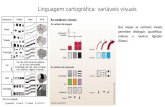 Linguagem cartográfica: variáveis visuais Nos mapas as variáveis visuais permitem distinguir, quantificar, ordenar e mostrar ligações (fluxos).