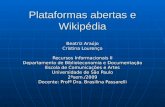 Plataformas abertas e Wikipédia Beatriz Araújo Cristina Lourenço Recursos Informacionais II Departamento de Biblioteconomia e Documentação Escola de Comunicações.
