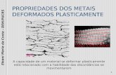 Eleani Maria da Costa - DEM/PUCRS 1 PROPRIEDADES DOS METAIS DEFORMADOS PLASTICAMENTE A capacidade de um material se deformar plasticamente está relacionado.