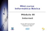 Mini-curso Informática Básica Módulo III Internet Grupo PET-Computação ( pet@dsc.ufcg.edu.br ) pet@dsc.ufcg.edu.br Dezembro - 2005 DSC/CCT/UFCG.