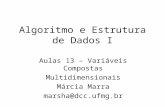 Algoritmo e Estrutura de Dados I Aulas 13 – Variáveis Compostas Multidimensionais Márcia Marra marsha@dcc.ufmg.br.
